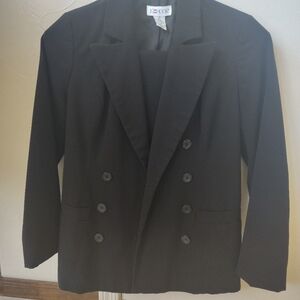 JG Hook Black Solid Women's Petites Pant Suit 2 Piece Set Size 2P